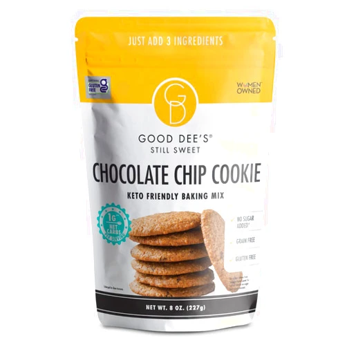Good Dee's Chocolate Chip Cookie Mix | Keto Baking Mix | Dairy-Free, Soy-Free, IMO-Free, Low Carb Cookie Mix | Diabetic, Atkins & WW Friendly (1g Net Carbs, 12 Servings)