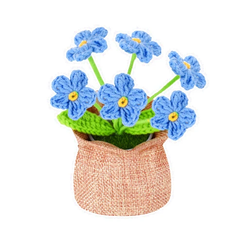 Nuthceia Crochet Flower Plant, Empathetic Flower Gift for Women & Men, Perfect for Birthday, Christmas, Mother's Day, Desk Decor, Birthday Decorations, Kids Party Decoration. Blue Forget Me Not.