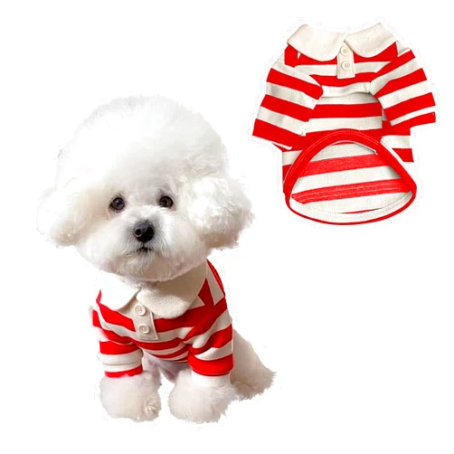 MANON ROSA Dog Clothes Cute Polo Shirt - Soft & Breathable Collared T-Shirt Summer Fall Outfits for Small Medium Dogs Cat - Great for Doggy and Kitten Photoshoots (Small,Red)
