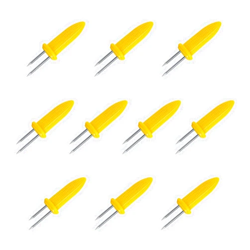 Laochoes 10 Pcs Stainless Steel Corn Forks Set, Corn Holders, Corn on The Cob Holders, Corn Skewers, Perfect for Fresh Corn on The Cob,BBQ Fork