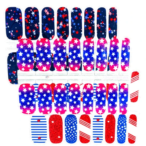 VALERIE ALLEN Nail Wraps for Short Nails 48 Nail Strips Full Nail Stickers Full Nail Wraps Stick on Nail Polish Strips 4th of July Nail Stickers Independence Day Nails Wrap Strips (Patriotic Bundle 2)