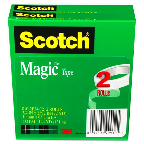 Scotch 8102P3472 Magic Tape Refill, 3/4-Inch x 2592-Inch, 3-Inch Core, 2/Pack
