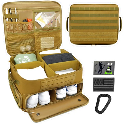 SunForMorning 2 Layer Golf Trunk Organizer, Waterproof Car Golf Locker with Separate Ventilated Compartment for Balls, Tees, Clothes, Gloves, Accessories