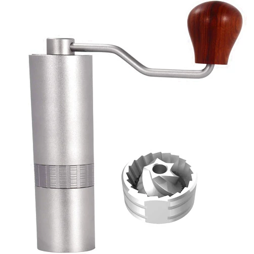 Hurmirs F12 Manual Coffee Grinder Capacity 30g with CNC Milled Stainless Steel Conical Burr, Dual Highprecision Japanese Bearings, Numerical Internal Adjustable Setting, gray, 15x5cm (1)