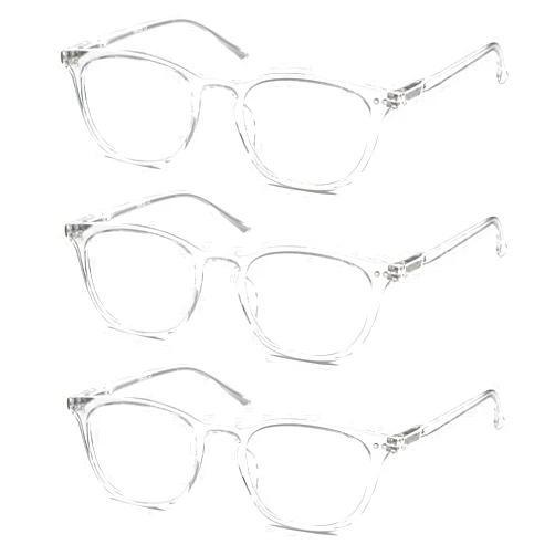 HAPJOYS 3 Pack Reading Glasses Women Men Stylish Round Readers Lightweight Clear Cheaters Glasses +1.25 Comfortable Spring Hinge