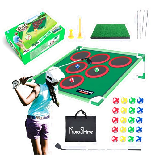KuroShine Battle Golf Game Chipping Mat - 37pcs Sticky Golf Pro Games Practice Mats Indoor Outdoor Games for Adults Family Kids Battle Golf Royale Game Play Equipment Stick Chip