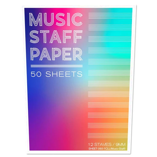 BookFactory Music Staff Loose Leaf Sheets/Composition Manuscript Paper/Blank Sheet Music Loose Leaf Sheet - 50 Pages, 8.5
