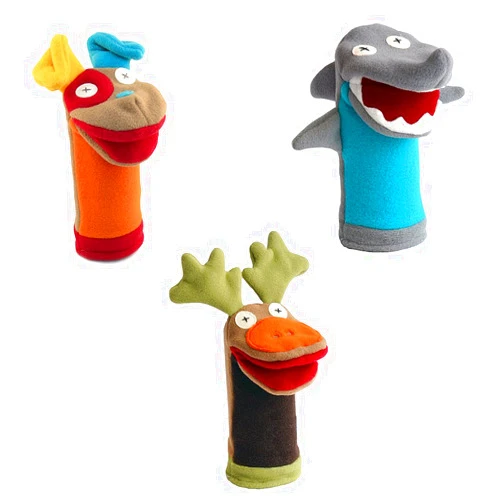 Cate and Levi Favorites Hand Puppets-Set of Three Includes Dog, Shark and Moose (100% USA Polar Fleece)