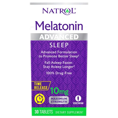 Natrol Melatonin Advanced Sleep Aid Tablets with Vitamin B6, Fall Asleep Faster, Stay Asleep Longer,10mg, 30 Time Release Tablets (Pack of 12)