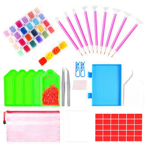 OUTUXED 117pcs 5D DIY Diamond Painting Tools and Accessories Kits with Diamond Embroidery Box and Multiple Sizes Painting Pens for Adults to Make Art Craft