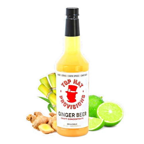 Top Hat Provisions Top Hat Original Ginger Beer Syrup - Spicy Ginger Syrup for Soda Makers - Makes 32 Craft Sodas, Cocktails, Mules or Mocktails - Compatible with SodaStream - 32oz bottle