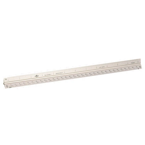 ALVIN Aluminum Architect Triangular Scale Model 2200M-1 Ruler for Drafting and Drawing, Great for Students and Professionals, Architects and Drafters, Anodized Aluminum - 12 Inches