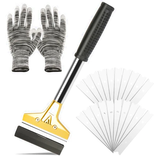 Wanguan Razor Blade Scraper, 4 In Floor Scraper Tool with 20PCS Extra Metal Blades, Paint Scraper Ideal for Cleaning Stove Top, Windows, Glass, Tiles, Wall, Labels……