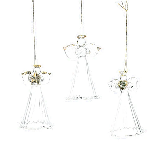 Fun Express Spun Glass Angel Ornaments with Star/Heart/Praying Hands (Set of 12) Christmas Religious Decor