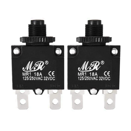 uxcell 2Pcs Thermal Overload Protector AC 125/250V 18A Push Button Reset Circuit Breaker