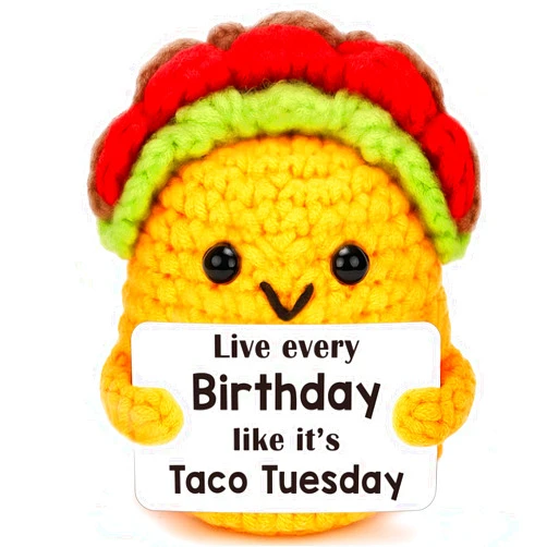 Mini Birthday Gift for Women Men Happy Birthday Handmade Crochet Taco Funny Encouragement Cheer Up Gift for Mom Dad Grandma Coworker Friends Teachers Husband Wife Sister Party