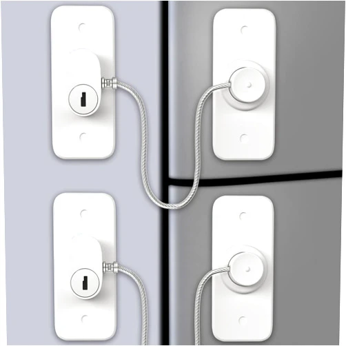 AOSITE Mini Fridge Locks for Kids No Drill Refrigerator Locks for Adults Cupboard Lock Child Safety Locks for Cabinets Drawer Locks Freezer Lock Baby Proofing (White, 2)