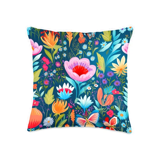 Oeiras Design Studio Whimsical Blooms Throw Pillow, 16x16, Multicolor