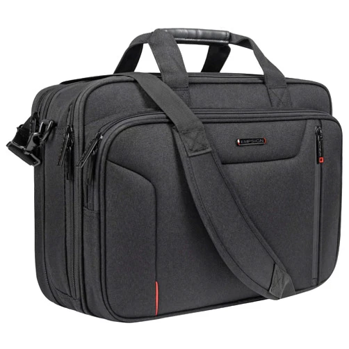 EMPSIGN Stylish Laptop Bag Briefcase, 17.3 Inch Laptop Case Expandable Messenger Bag for Men Water Repellent, RFID Blocking Office Carrying Shoulder Bag for Work Business Travel-Black