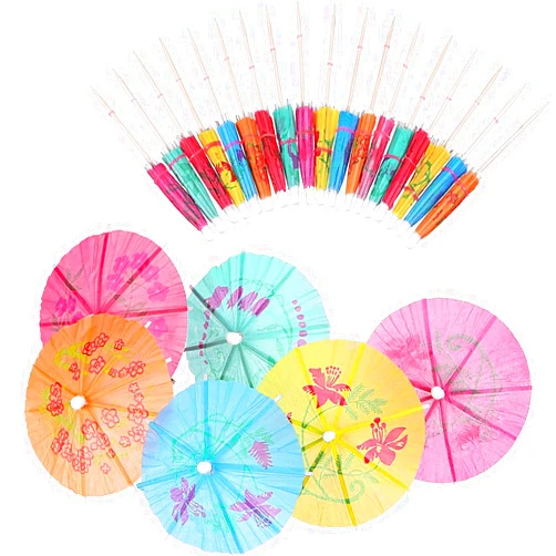 Patelai Drink Umbrellas Cocktail Picks Hawaiian Multi Color Drink Umbrellas Tropical Parasol Umbrella Cupcake Topper for Party Supplies (24 Pieces)