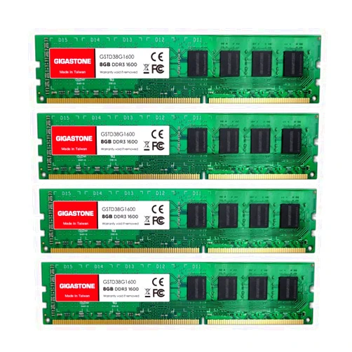Gigastone 【DDR3 RAM】 GIGASTONE 32GB Kit (4x8GB) DDR3/DDR3L 1600MHz (1333MHz) PC3-12800 (PC3-10600) CL11 1.35V/1.5V 2Rx8 UDIMM 240 Pin Unbuffered Non ECC High Performance PC Desktop Memory Upgrade