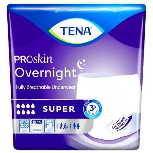 TENA ProSkin Overnight Super Breathable Underwear, Incontinence, Disposable, Heavy Absorbency, Large, 14 Count