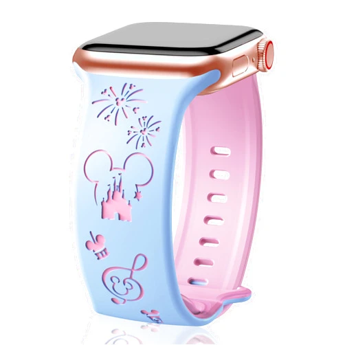 SHOPANDSE Cute Cartoon Two-Tone Engraved Bands Compatible with Apple Watch 38mm 40mm 41mm 42mm 44mm 45mm 46mm 49mm Men Women,Soft Silicone Sport Strap for iWatch Ultra Series 10 9 8 7 6 5 4 3 2 1 SE