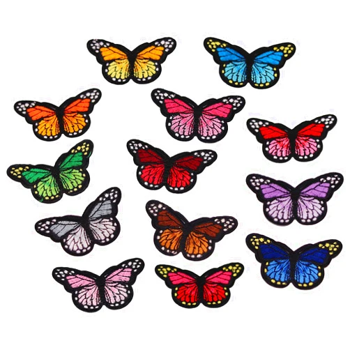 Winrase 13pcs Multicolor Butterfly Iron on Patches Embroidered Motif Applique Assorted Size Decoration Sew On Patches Custom Patches for DIY Jeans,Jacket,Kid's Clothing,Bag,Caps,Arts Craft (Butterfly B 13pcs)