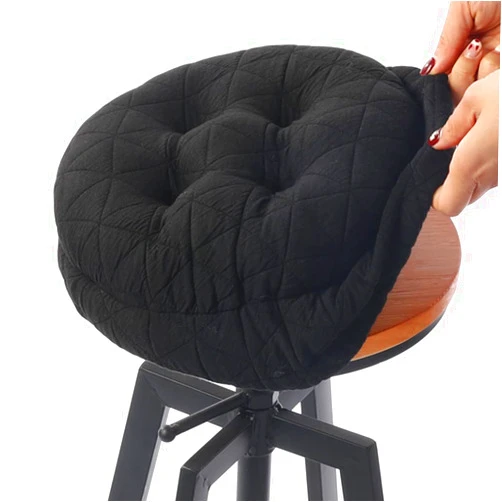 BUYUE Seat Cushion for Round Bar Stool, Dia.12 Luxury Fashion Jacquard with Anti-Skid Silicone Bar Stool Cushion Padded (Black, S,1 Count)