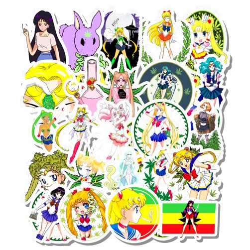 Philevathan 24 Pcs ickers Pack Wall Funny icker Sailor Aehetic Moon Vinyl oner lorful 24 Waterproof Decal for Guitar Bumper Water Laptop Car Bike Luggage Skateboard Bottle,White,8.5 x 11in