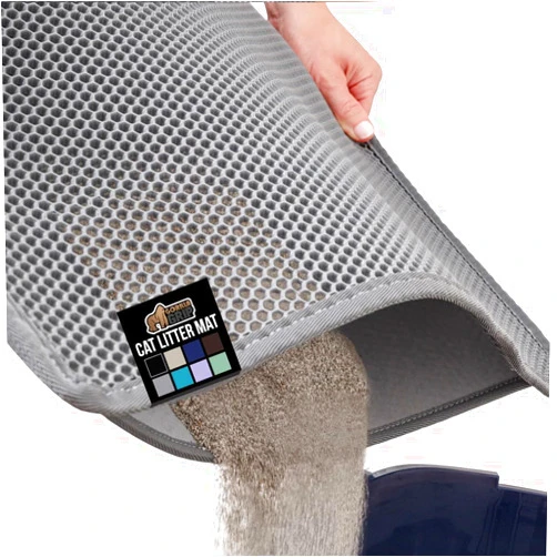 GORILLA GRIP Honeycomb Cat Litter Box Mat, Two Layer Trapping Waste Mats, Soft On Paws, Litter Box Supplies and Essentials for Indoor Cats, Traps Excess, Water Resistant for Floors, 24x15 Gray
