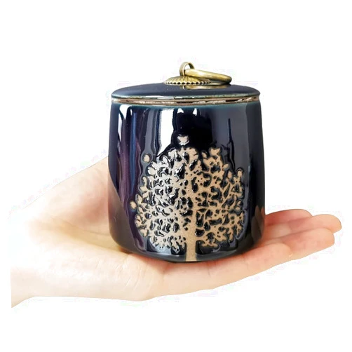 LitLife Small Cremation Urns for Human Ashes Adult Male Female - Tree of Life Blue Decorative Urns Mini Pet Urn for Dogs Cats Ashes Keepsake Memorial Box Funeral Set Burial Urns for Cremated Remains Ash Vial