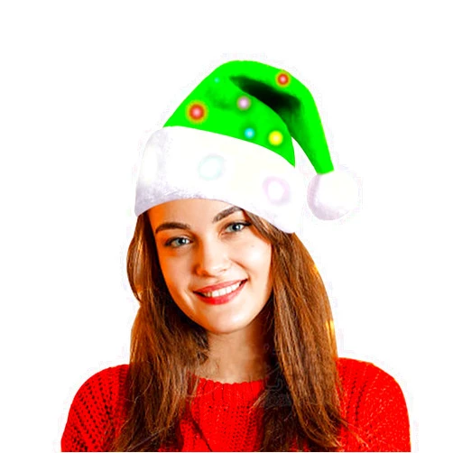 VOREAD Novelty LED Shine Christmas Hat Twinkling Colorful Santa Headwear 24 Color Light up Holiday Party Supplies