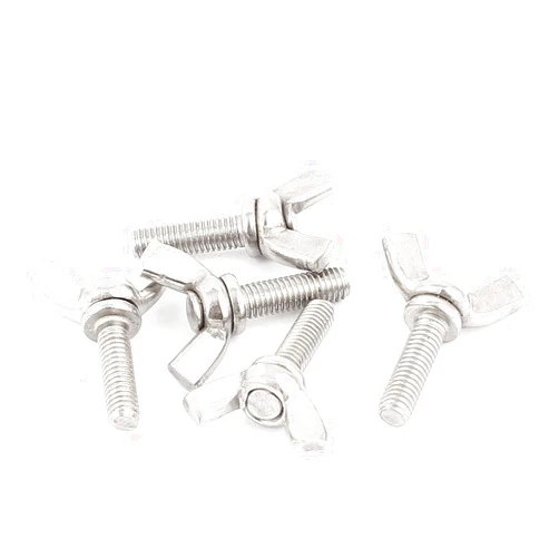 Jinshining 5Pcs Silver Machine Screw,8 Types M5 Butterfly Wing Nuts Assortment Kit, 304 Stainless Steel Wing Butterfly Screws Bolts Wingbolt Machine, Wing Nuts (M5*10mm)，Wing Nuts