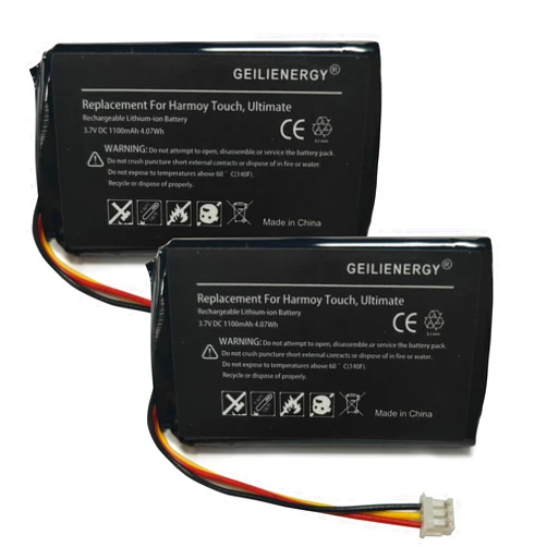 GEILIENERGY 3.7V 1100mAh 533-000084 Battery Compatible with Logitech Harmony Ultimate 915-000201 & Harmony Touch 915-000198 Remote Controls(2 Pack)