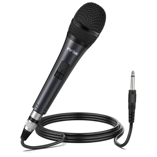 FIFINE TECHNOLOGY Fifine Karaoke Microphone, Dynamic Vocal Microphone for Speaker, 6.35MM Wired Handheld Mic with On and Off Switch and14.8ft Detachable Cable-K6