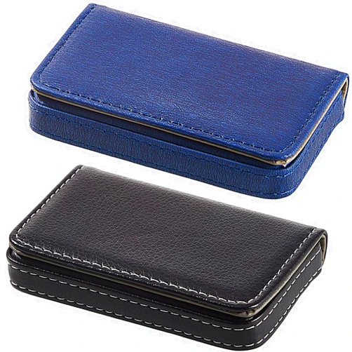 Outus 2 Pieces Business Card Holder, Business Card Wallet Leather Business Card Case Pocket Business Name Card Holder with Magnetic Shut, Credit Card ID Case wallet (Blue and Black)