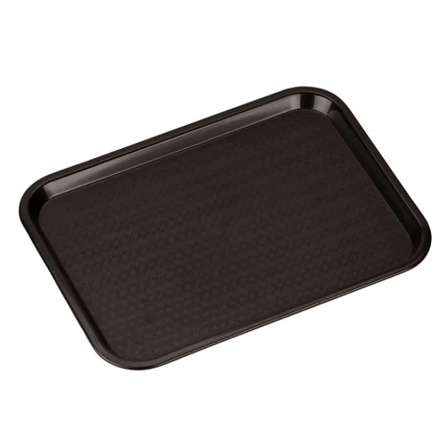Carlisle FoodService Products Cafe Fast Food Cafeteria Tray with Patterned Surface for Cafeterias, Fast Food, And Dining Room, Plastic, 17.87 X 14 X 0.98 Inches, Black