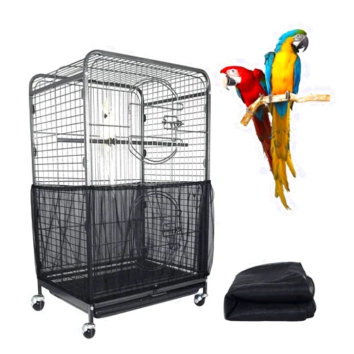 ASOCEA Extra Large Bird Cage Seed Catcher Guard Universal Birdcage Cover Nylon Mesh Net for Parrot Parakeet Macaw Lovebird African Grey