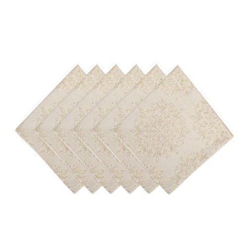 DII Holiday Dining Table Linen Sparkle Metallic Kitchen Décor, Napkin Set, 20x20, Jacquard Snowflakes, 6 Piece