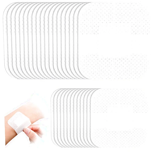 Nuanchu 60 Pcs Bordered Gauze Adhesive Island Dressing Wound Dressing Waterproof Gauze with Pad Breathable Bandage Individually Packed Pouches Tapes for Blister Wound Care (1.7 x 1.7 Inch)