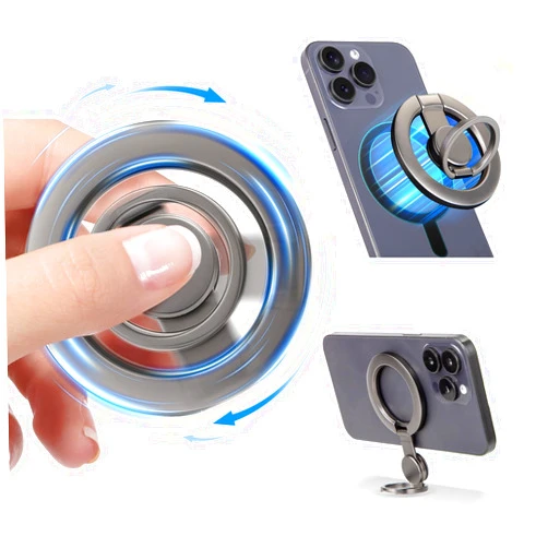 CISID Magnetic Phone Grip, Gyroscope Phone Ring Holder Grip for Hand Cell Phone Finger Holder Kickstand Phone Stand Holder for Desk Compatible for MagSafe iPhone 16/15/14/13/12 Series