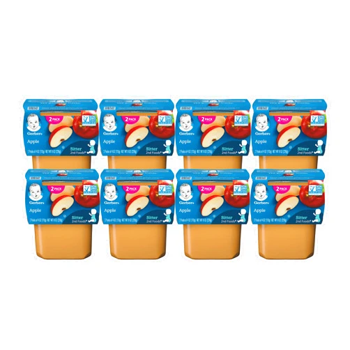 Gerber 2nd Food Baby Food Apple Puree, Natural & Non-GMO, 4 Ounce Tubs, 2-Pack (Pack of 8)