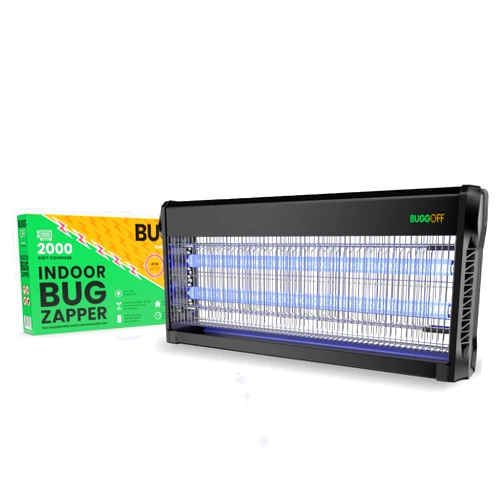 Bugg OFF BUGGOFF Black Modern Indoor Electric Bug Zapper, 2000 SQFT Coverage, 3500 Volts of Stunning Power, 40 Watts, Kills Mosquitos Gnats, Flys & More. 10 Year Warranty, X2 Free Replacment Bulbs