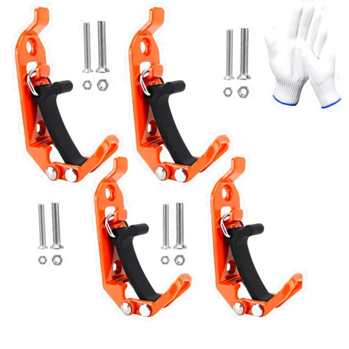 LASULEN Heavy-Duty Shovel & Axe Mount, Zinc Alloy Shovel Mount, Quick Release Shovel Mount, Alloy Frame with Rubber Straps for Trucks, Suvs, Trailers, and Work Rigs, with Gloves (4, Orange)