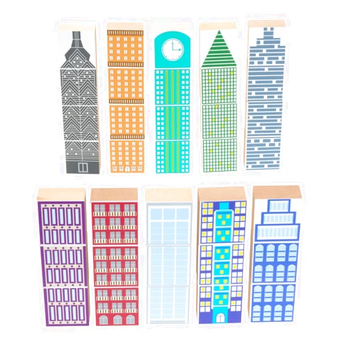 Excellerations 2-3/10 inch Sq. Wooden Skyscraper Block Play Set, 35 Pieces, Preschool Educational Toys, Ages 3 and Up