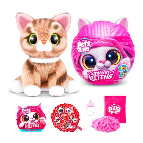 Pets Alive Smitten Kittens Surprise (Tabby Cat Ginger) by ZURU Nurture Play Soft Toy Unboxing Adopt Interactive 10 Sounds