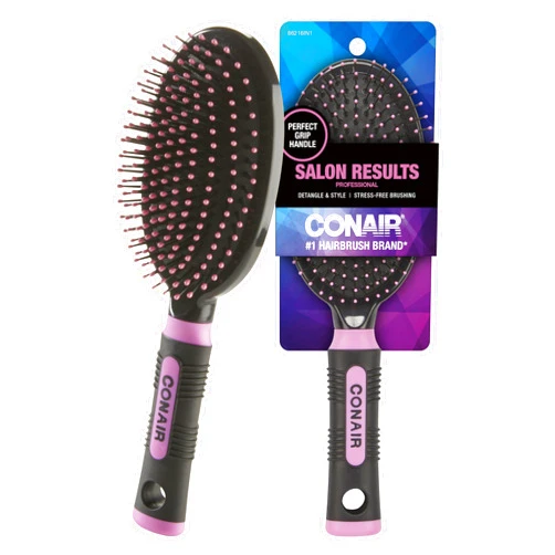 Conair Salon Results Hairbrush - Men and Women - Detangling Hair brush - ideal for curly or straight styles - features wire bristles and cushion Base - Pink/Black