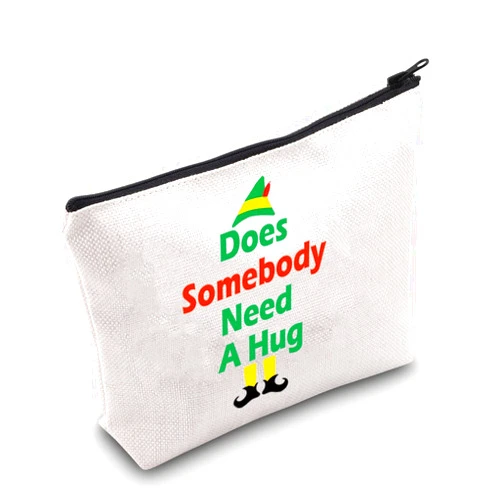 MNIGIU Elf Movie Quotes Cosmetic Bag Does Somebody Need A Hug Makeup Zipper Bag Elf Fan Gift