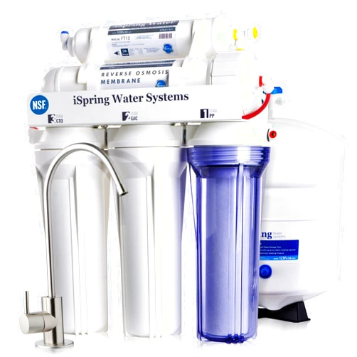 iSpring RCC7, NSF Certified, High Capacity Under Sink 5-Stage Reverse Osmosis Drinking Filtration System, 75 GPD, Brushed Nickel Faucet
